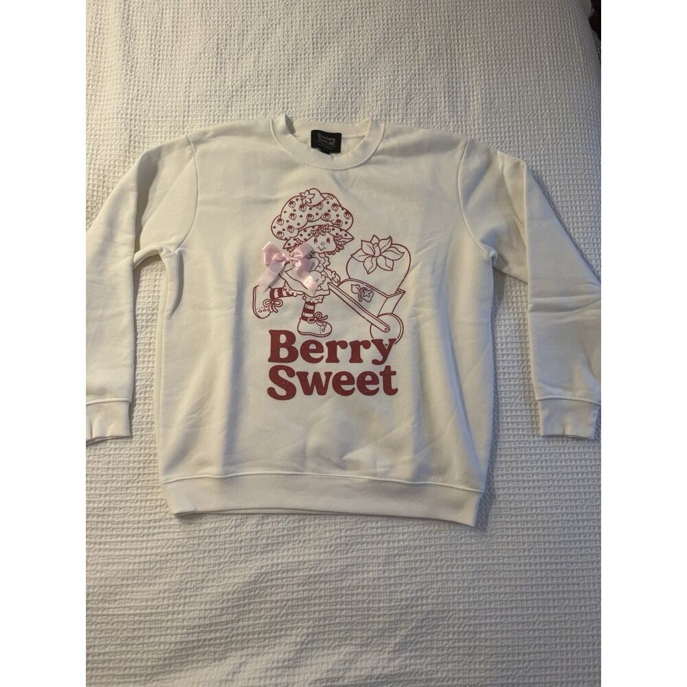 Strawberry Shortcake "Berry Sweet" Sweatshirt Women's Large Pink Bow Coquette
